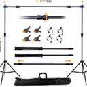 Photo Backdrop Stand with 6x8 ft Abstract Backdrop,Beige