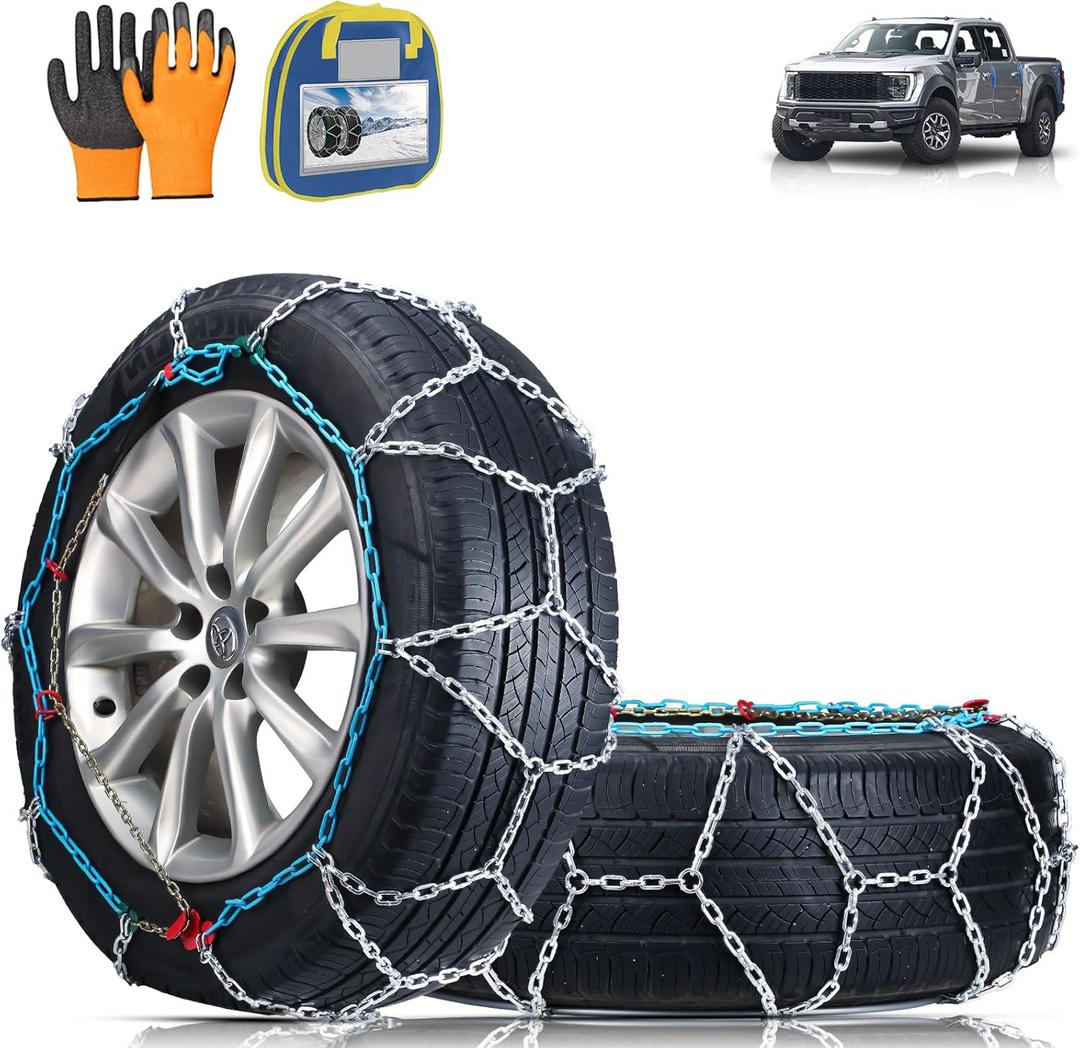 Heavy Duty Snow Chains Tire Chains for Light Truck, SUV & Pickup, Easy Installation, Wear-Resistant Alloy Steel for Superior Traction & Stability, Set of 2SCRV-270