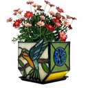 Entlityful Handcrafted Stained Glass Hummingbird Planter, Indoor Decorative Flower Pot with Drainage, Planters for Indoor Plants,Garden Home Decor