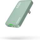 65W GaN USB C Charger, Ultra-Slim Wall Charger (Dual C + USB-A) with PD3.0/PPS, Foldable Plug for Travel for MacBook, Laptops, Tablets, iPhone(Mint Green-65W)