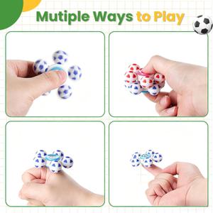 Soccer Fidget Spinner 2.3'' High-Speed Silent Sensory Toys for Kids & Adults, Stress Relief Finger Spinners Bulk, Soccer Party Favors, Goodie Bag Stuffers, Classroom Prizes