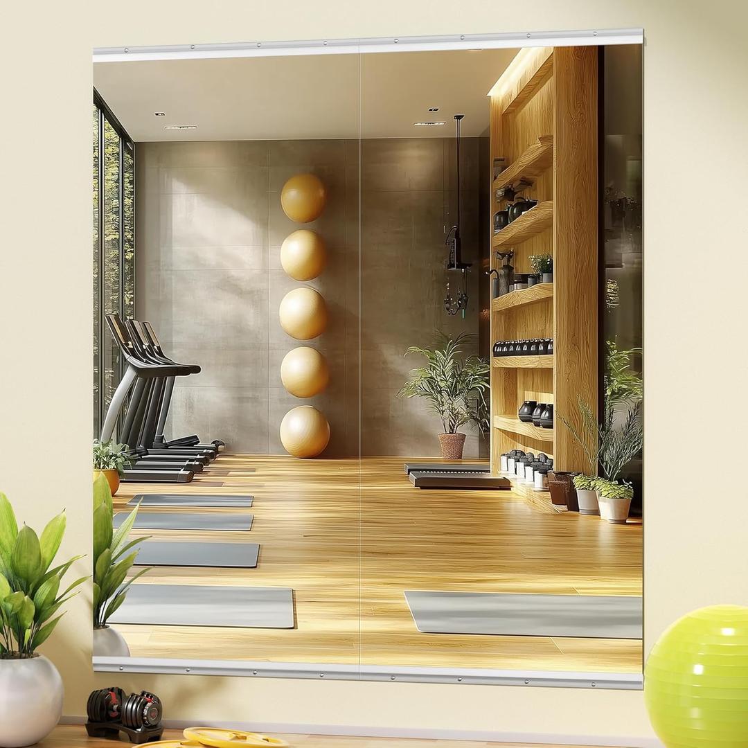 79"x36" 2 Pack Home Gym Mirror Set, Oversized Full Body Wall Mounted Fitness Mirrors, 4MM Professional Grade Tempered Glass with Anti-Distortion & Installation Kit