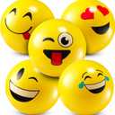 5-Inch Happy Face Bouncing Balls for Kids & Toddlers (Pack of 5) - Playground Balls w/ 5 Fun Designs - Lightweight Play Bouncy Ball Gifts for Boys & Girls
