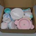 Wooden Toy Plates and Dishes for Kitchen Set, 30PCS Montessori Play Kitchen Accessories for Toddlers with Toy Pots and Pans, Wooden Play Cooking Set for 3-8 Years Girls & Boys