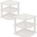 3 Tier Bamboo Corner Shelf,Dish Drying Rack,Plate Organizer,Kitchen Spice Rack for Countertop and Cabinet (1 Pc, Natural)
