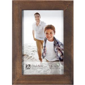 Malden 4x6 Picture Frame - Wide Real Wood Molding, Real Glass - Stonewashed Walnut