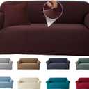 Mrcrypos Stretch Sofa Covers for 3 Cushion Couch Includes a Pillow Cover Washable Sofa Slipcover Furniture Protector with Non Skid Foam and Elastic Bottom for Kids,Pets Dog(Sofa,Coffee-Colored)