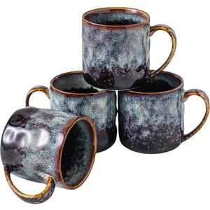 Ceramic Coffee Mugs - 12 Ounces Ceramic Mugs - Tea Cups with Handle - Funny Cappuccino Cups - Dishwasher Safe, Set of 4 (Speckled Black Purple)