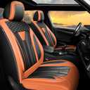 Fit Wrangler 4-Door Car Seat Covers for Jeep Wrangler 2010-2025 2026 -Premium Leather, WaterproofBreathableAll-Weather Seat Cushion Protecto & Airbag Compatible, Full Set Orange & Black