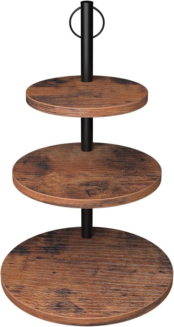 Cupcake Stand, 3 Tier Cake Stands Rustic Wood Cupcake Tower Round Tiered Tray Stand for Dessert Table Display, Industrial Wooden Serving Stand Wedding, Graduation and Baby Shower