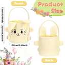 Mimorou 3 Pack Easter Basket Soft Plush Bunny Sherpa Personalized Bucket with Rabbit Ears Decorative Bow Large Bunny Tote Bags Ideal for Egg Hunt, Party Favors(Orange Pink and Yellow)
