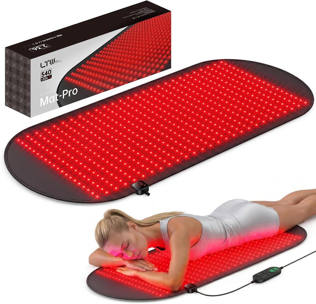LTW Flagship 540 LEDs Red Light Therapy Mat for Body (37" x 16.9") | 5 Levels & 2 Pulse Modes Large Infrared Mat, 80mw/Cm Deep Penetration, Includes Eye Glasses & Waist Strap, 10-90min Timer