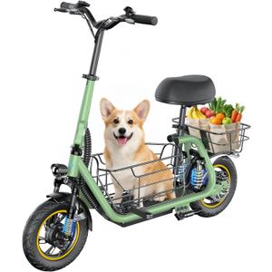 Gyroor C1Pro Electric Scooter with Seat for Adults, Foldable Commuter E-Scooter, 25-Mile Range & 19 MPH Top Speed, 12" Pneumatic Tires, Dual Suspension for Daily Commuting