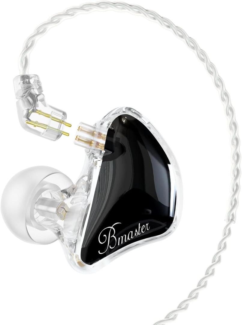 BASN Bmaster 2-Pin Triple Drivers in Ear Monitor Headphone with Two Detachable Cables Fit in Ear Suitable for Audio Engineer, Musician (Black)