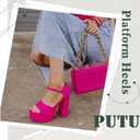 Women's Chunky Platform Heels Ankle Strap Heeled Sandals Open Toe Sexy Pumps for Wedding Party (Pink)