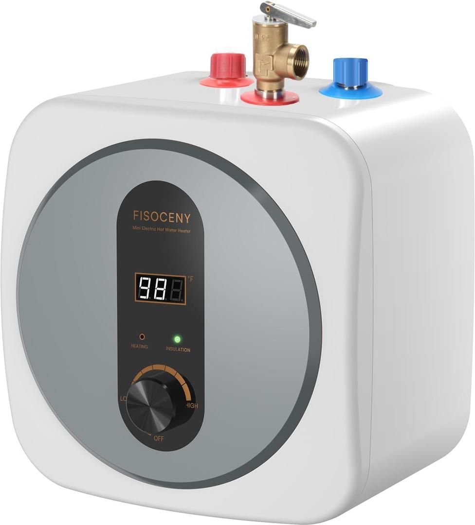 Under Sink Instant Water Heaters 2.5 Gallon Mini Tank Water Heater 110V,120V Digital Display RV Small Hot Water Heater with T&P Vavle 3-Way Water Diverter (Gray)