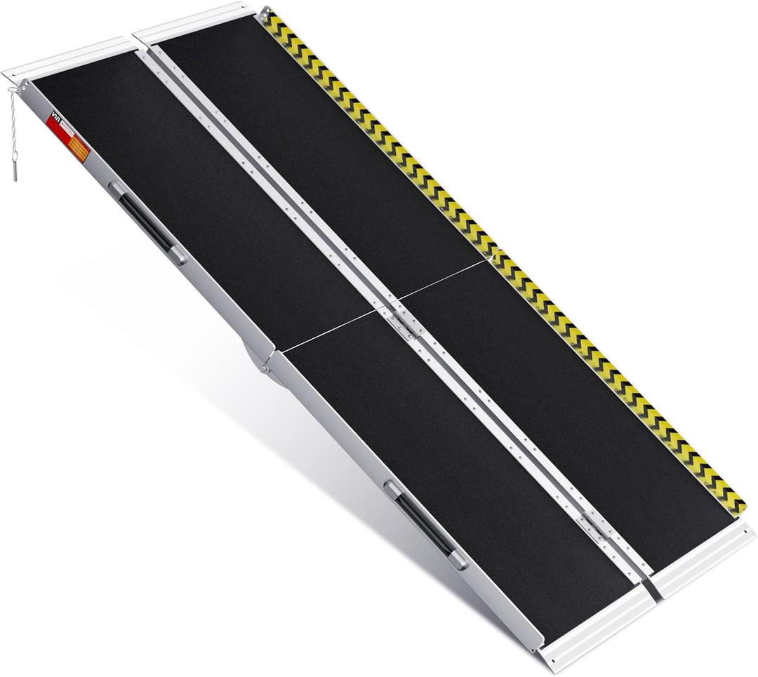 VNN Portable Wheelchair Ramp 6FT, Non-Slip Aluminum Folding Handicap Ramp, Door Threshold Wheelchair Ramps for Home, Wheel Chair Ramp for Home Steps, Scooter Ramp for Car, Doorways, Curbs, Stairs (6FT (Usable height 6-18 inch))