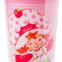 Silver Buffalo Strawberry Shortcake Pink Plastic Cold Cup with Lid and Straw Topper, 24 Ounces
