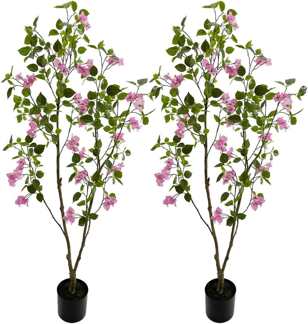 Artificial Tree Faux Bougainvillea Tree 4ft Tall Fake Bougainvillea Plant in Pot Fake Silk Tree Faux Plants Indoor(2pack)