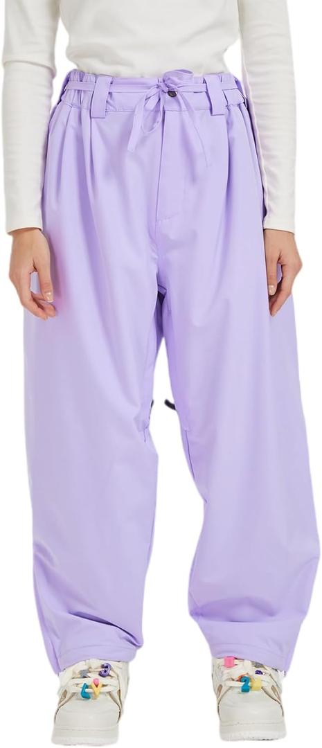 Womens and Mens Ski Pants Winter Waterproof Baggy Pants Outdoor Oversize Cargo Snowboard Pants (X-Large, Lppl)