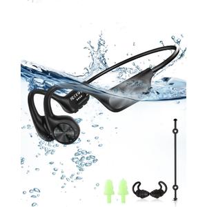 WalkerFit Open-Ear Bone Conduction Headphones, IPX8 Waterproof with 32GB MP3 Mode for Swimming Underwater, Wireless Bluetooth 5.3 Sweatproof Headset with Microphone for Cycling, Driving and Running