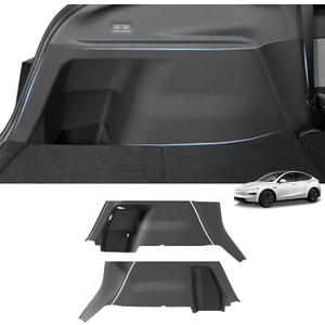 LUCKEASY Rear Trunk Side Full Protective Cover for Tesla Model Y Juniper 2025 2026 New 5 Seat Trunk Left & Right Full Wrap Guards Cover Velcro Stick Cargo Side Protect Mat TPE Accessories Black
