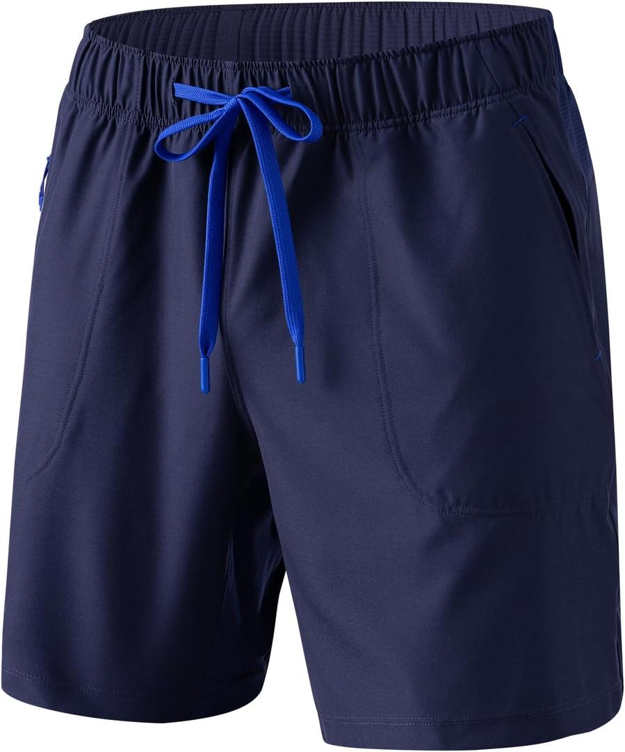 Separatec Mens Workout Shorts - 7 Inch Lightweight Breathable Quick Dry Gym Running Shorts for Men with Zipper Pockets (Blue, XL)