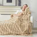 Cozy Bliss Fluffy Faux Fur Throw Blanket for Couch,Warm Cozy Soft Beige Throw Blankets for Sofa Bed Living Room,50x60 Inches