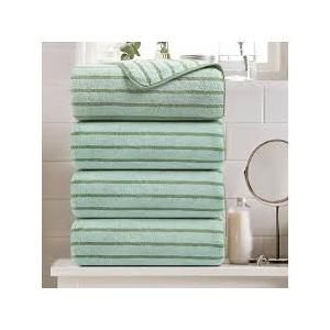 4 Piece Green Cabana Stripe Large Bath Towels Oversized Bath Sheet Super Soft Breathable Jumbo Bathroom Towels Highly Absorbent Shower Towel Quick Dry Beach Chair Towel Spa Gym Hotel Towel Set