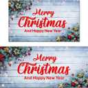 Christmas Kitchen Mats Set of 2, 17x30 + 17x47 Inch Xmas Kitchen Rugs, "Merry Christmas And Happy New Year" Pinecone & Star Decor, Non - Slip Floor Mats for Kitchen, Dining Area Christmas Decoration