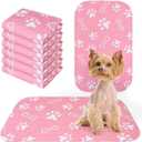 BEAUTYZOO 6 Pack Washable Pee Pads for Dogs, Reusable Puppy Pads for Potty Training, Waterproof Super Absorbent Whelping Pads Mats Non Slip Against Urine for Small Medium Dogs Cats, 16" x 24" (Pink)
