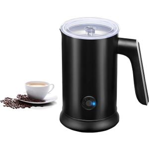Simple Deluxe Electric Milk Frother, 4 in 1 Electric Milk Steamer 250ml/8.4oz Automatic Hot and Cold Milk Foam Maker and Milk Warmer for Latte, Macchiato, Cappuccinos,Black