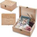 arricraft 1 Pc Wood Memory Keepsake Box, Forever and Always Memory Box with Hinged Lids Infinite Love Keepsake Chest for Wedding Anniversary Photo Letter Storage Valentine's Day Gift 9.6x7.6x4inch