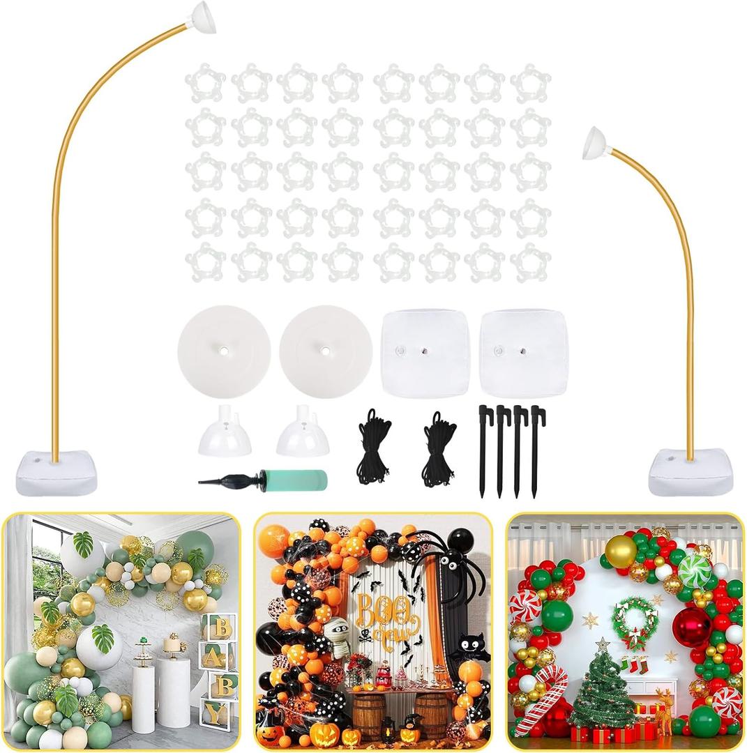 AerWo Balloon Arch Kit 9.35FT & 6FT, Free Bending Half Balloon Arch Stand with Base, Floor Gold Balloon Arch Frame Backdrop for Wedding Birthday Party Baby Shower Yard Lawn Home Halloween Decorations