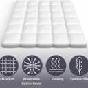 Lavish Home Down Mattress Topper - Full 4-Inch Duck and Goose Feather Bed with Cotton Mattress Topper Cover - Plush Pillow Top for Cushion and Support (White)