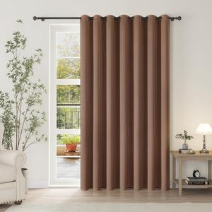 ChrisDowa Room Divider Curtain 90 Inches Long, Wide Blackout Sliding Door Curtain for Bedroom, Room Darkening Privacy Window Curtain for Patio Door (1 Panel Set, Cappuccino, 100 x 90 Inch)
