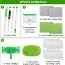 Baseboard Cleaner Tool with Handle, Extendable Long Handle Baseboard Floor Cleaning Tool Duster with Reusable Pads for Floorboard