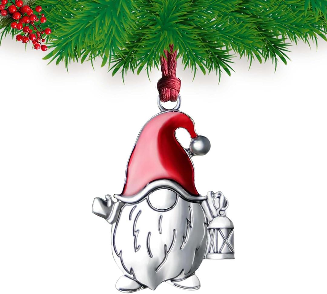 2 x Christmas Ornaments 2025,Gnome Xmas Keepsake Pendant, Christmas Tree Ornament Handcrafted Metal DIY Hanging Craft Collectibles for Xmas Trees Home Party Party Gifts (Gnome) (Claus1)