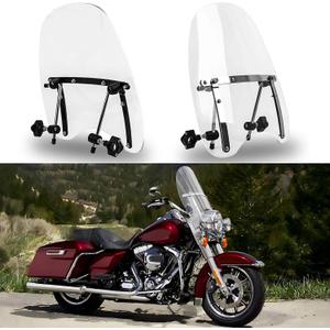 DREAMIZER Universal Motorcycle Windshield 19"x17" Claer Motorcycles Windscreen PC Wind Deflector for 1 or 7/8 Handle Bars Motorcycle Motorbike (19 inch x17 inch)