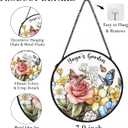 Yaya Mothers Day Christmas Birthday Gifts Suncatcher Stained Glass Window from Grandkids for Yaya Grandma, Grandma Gift Stained Glass Wall Decor, Yaya's Garden Catchers Indoor Window,7.9x7.9In