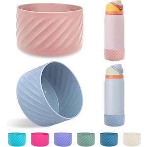 2Pcs Silicone Boot Base Sleeve for Owala Water Bottle FreeSip Twist and Flip Protective Silicone Bottom Bumper for Owala Flask Water Bottle Accessories BPA Free (Fits Owala 40 Ounce, Blue/Rose quartz)