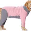 Dog Winter Coat for Large Medium Small Dogs, Warm Fleece High Collar Full Body Dog Jumpsuit Comfortable Onesie Apparel (Pink, X-Large) (XL(Reference Weight 13-22 lbs))