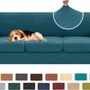 XINEAGE New 4 Pieces Extra Large Couch Covers for 3 Cushion Sofa Super Stretch Sofa Cover for 3 Large Seat Cushion Universal Slip Cover for Living Room (Peacock Blue), 91"-110"(3 Cushions)