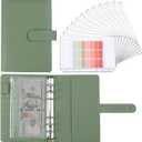 Money Saving Binder, Savings Challenges Book with for Cash Envelopes, 12pcs Zipper Envelopes A6 Budget Binder, Budget Planner for Managing Budgets and Saving Money -(Green-7.4IN)