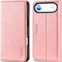 TUCCH Case Wallet for iPhone Air (6.5") 2025, RFID Blocking 3 Card Holders | Kickstand | PU Leather | Protective Flip Folio Cover | TPU Shockproof Interior Shell | Pink