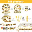 194Pcs Construction Plates Birthday Party Supplies Decorations Serve 24 | Includes Napkins Cups Tablecloth and Banner | Boys Construction Themed Birthday Party