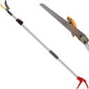 4.6-7.2FT Long Reach Tree Pruner, Telescopic Fruit Picker Pole Saw, Manual Extendable Aluminum Trimmer with Cut & Hold Clipper for Garden Orchard Branch Cutting