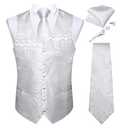 Men's Suit Vest Set Tie Handkerchief Cufflinks Wedding Party Tuxedo Blazer Suits Luxury Paisley Waistcoat MJTZ0137 LJ-000, M