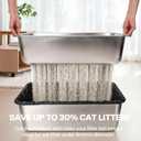 PAWISE 19.7"×13.8"×6" Stainless Steel Sifting Litter Box, XL Sifting Cat Litter Box with High Sides, 201 Metal Sifting Litter Pan for Big Cats & Pine Pellets, Rust-Proof, Anti-Odor,Easy Clean