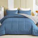 Exclusivo Mezcla Lightweight Reversible Twin Size Comforter Set, Down Alternative Comforter with 1 Pillow Sham, Twin Size Bedding Set for All Seasons, Bluish Grey